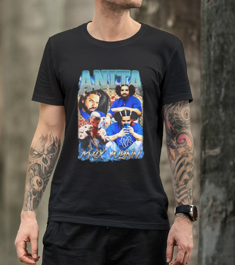 Anita Max Wynn Goofy Garms Blue Photography Collage T-Shirt