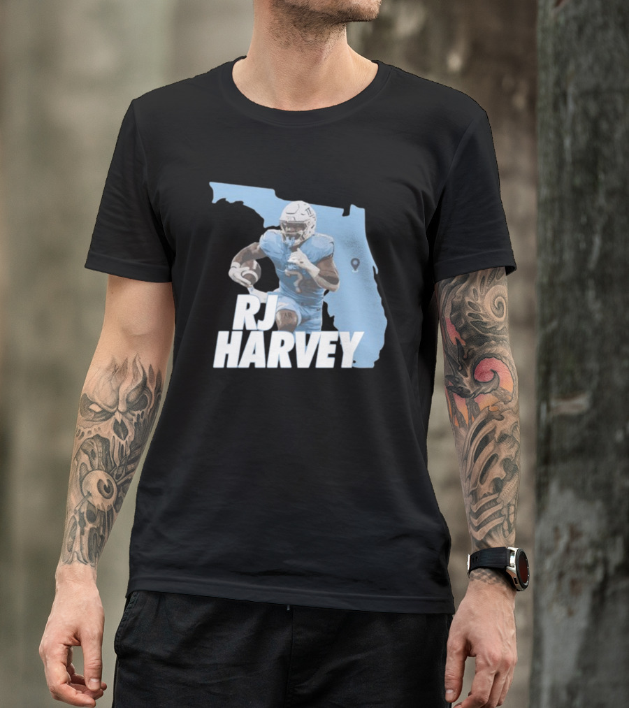 RJ Harvey Florida Football Map Background T-Shirt
