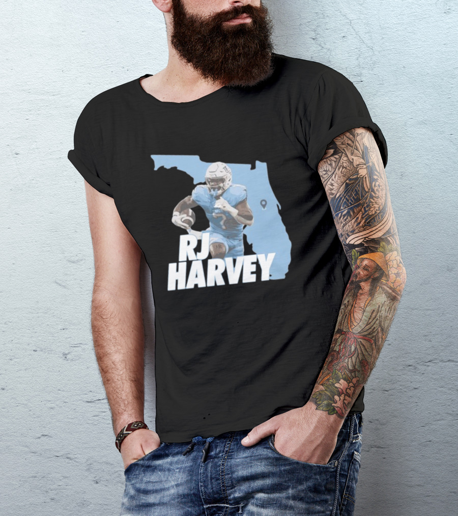 RJ Harvey Florida Football Map Background T-Shirt