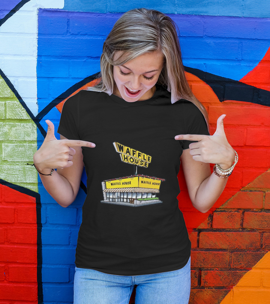Waffle House Blue Christmas Storefront Signage T-Shirt