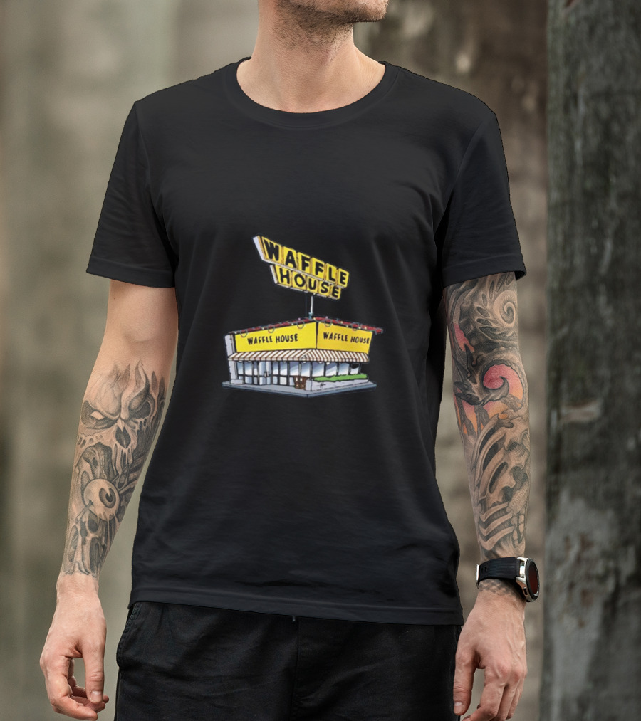 Waffle House Blue Christmas Storefront Signage T-Shirt
