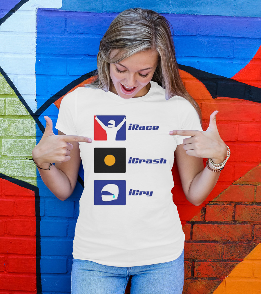 Basic Ollie IRace ICrash ICry Racing Icons And Emojis T-Shirt
