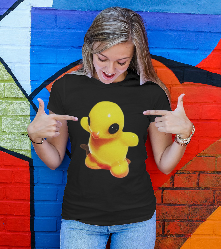 Fleshwater Plastic Duck Yellow Figurine With Black Eyes T-Shirt