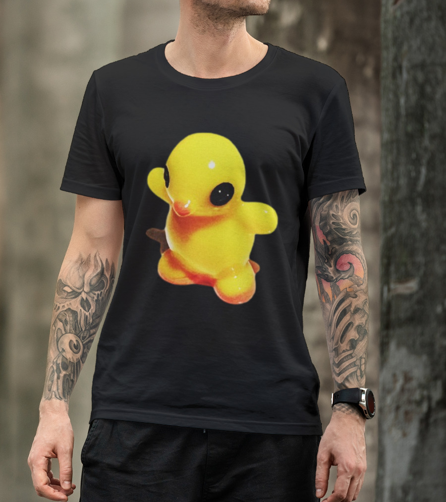 Fleshwater Plastic Duck Yellow Figurine With Black Eyes T-Shirt
