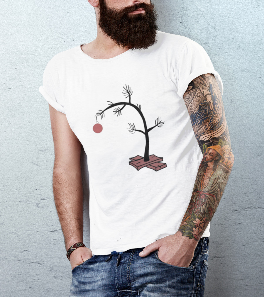 Sad Little Christmas Tree With Single Red T-Shirt