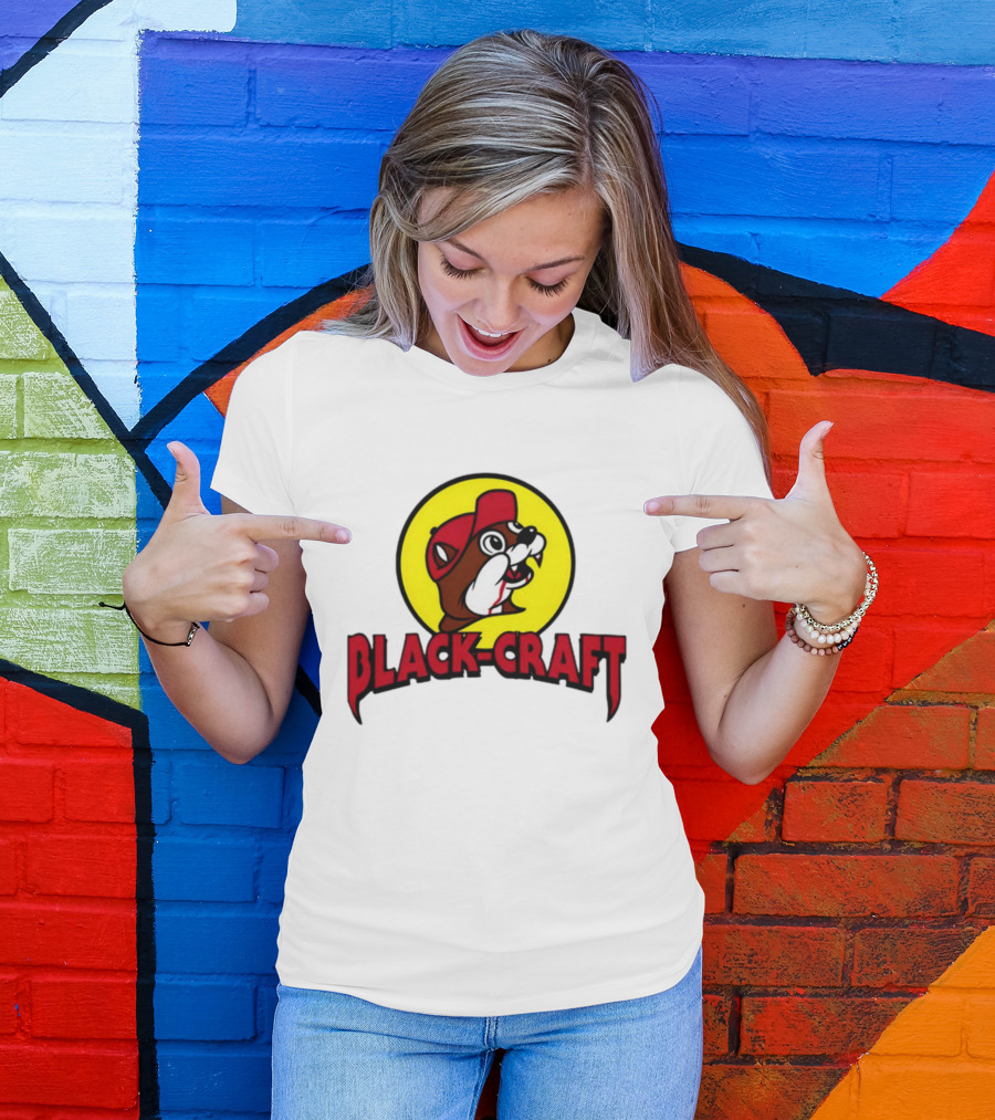 Black Craft Bucees Softstyle V-Neck Texan Mascot T-Shirt