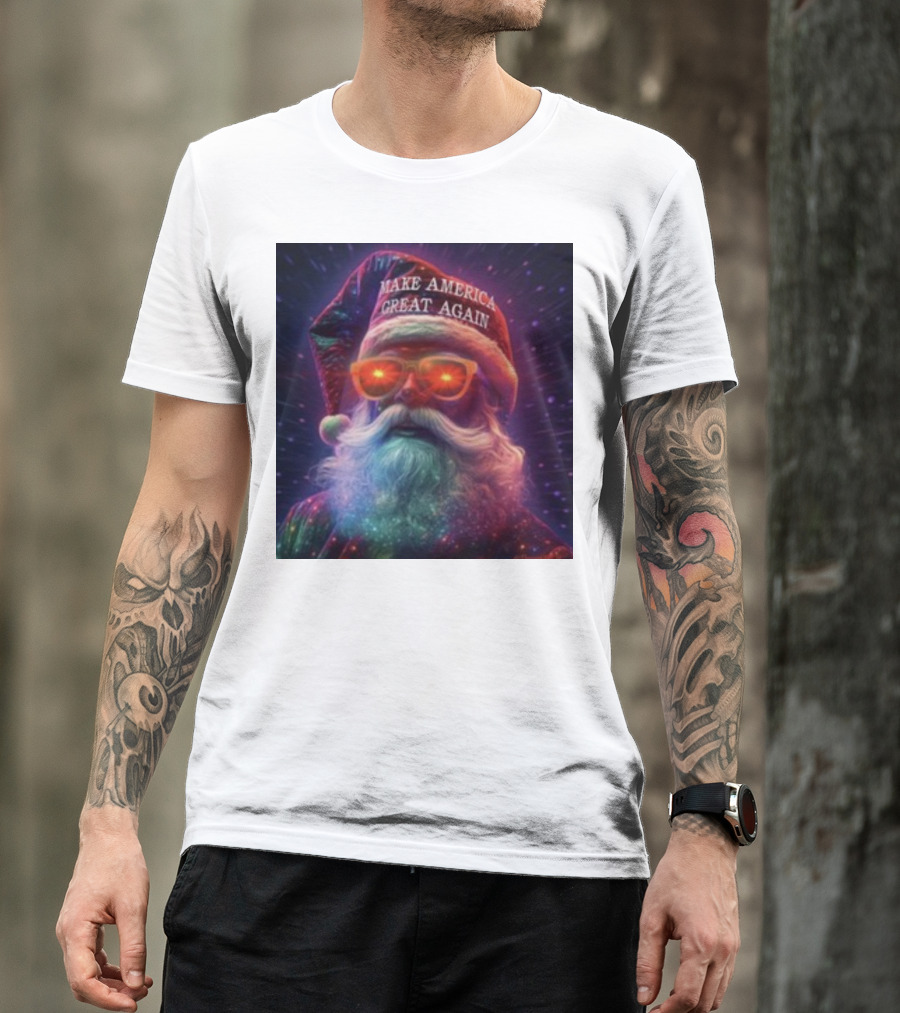 Thegrift MAGA Santa Make America Great Again Neon Glow T-Shirt