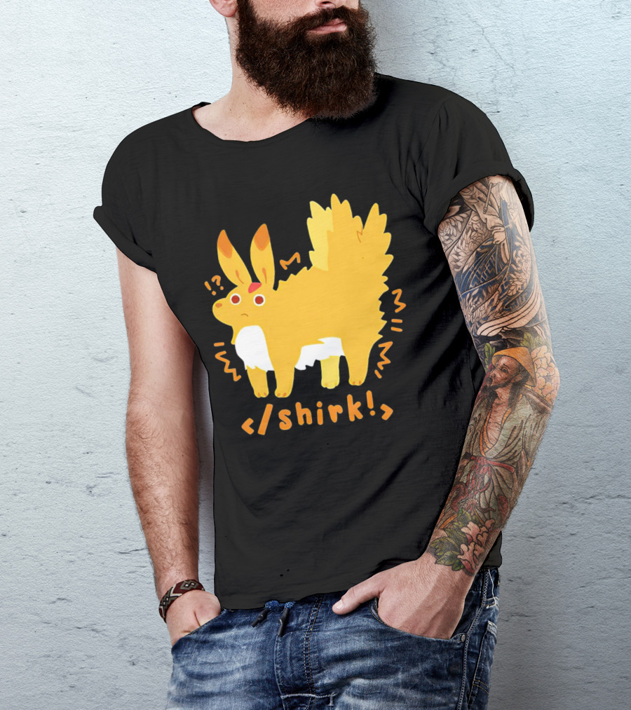 Fenrishion Shirk Pokemon Cartoon Yellow Creature With Coding T-Shirt