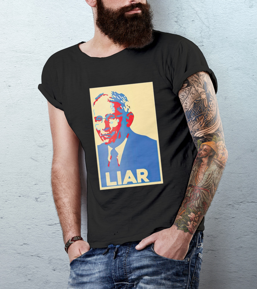 Liar Fauci Vintage Style Red Blue Beige T-Shirt