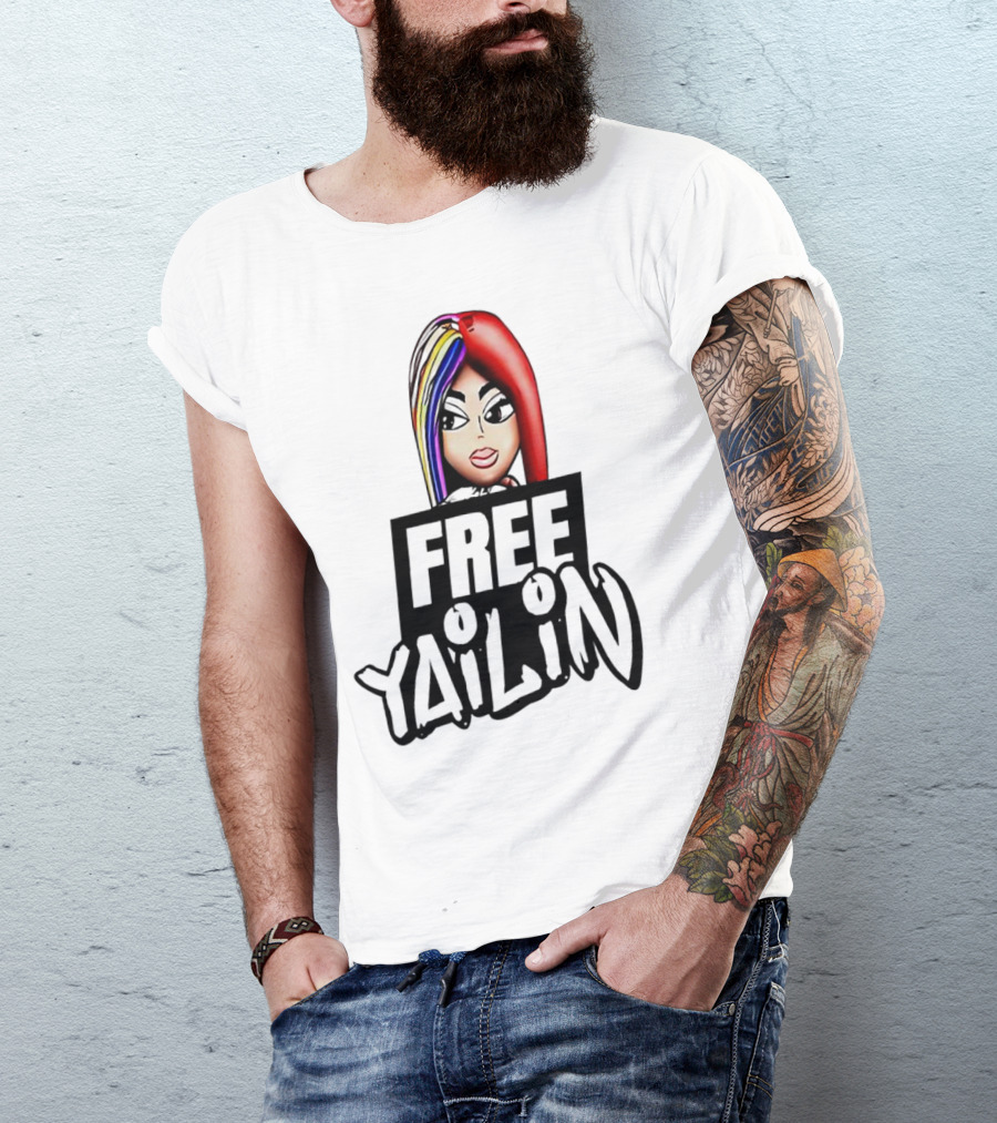 Free Yailin Colorful Hair Cartoon T-Shirt