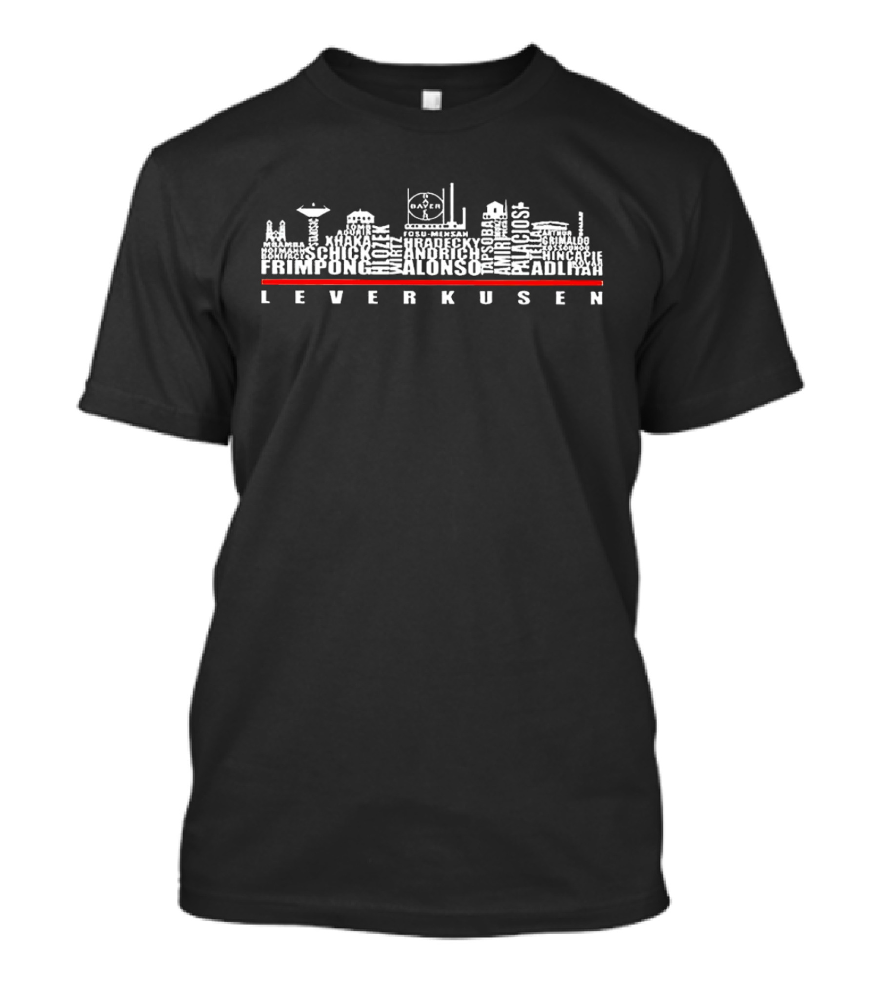 Leverkusen Skyline Frimpong Alonso Hradecky Adli Amiri Kossounou Demirbay Wirtz Demirbay Kossounou Hincapie T-Shirt