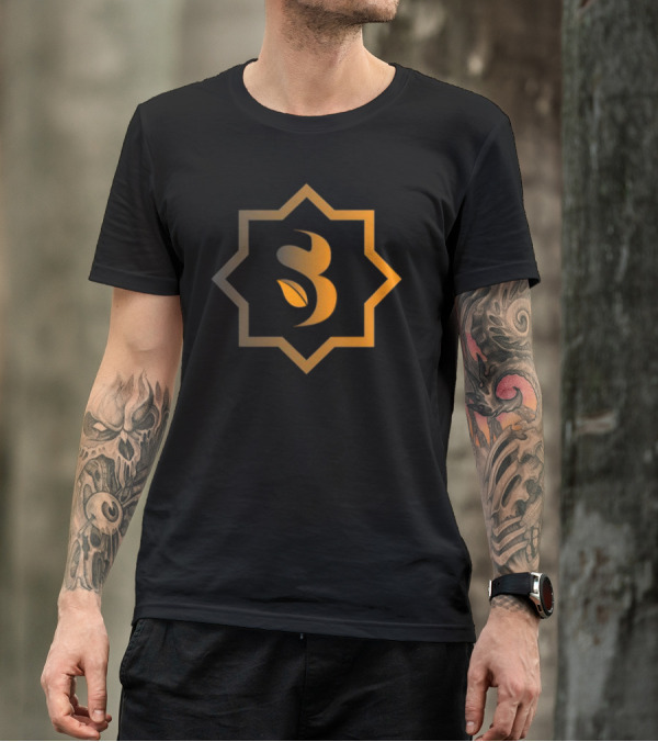 Sidrabank Golden Emblem With Leaf Icon In Star Frame T-Shirt