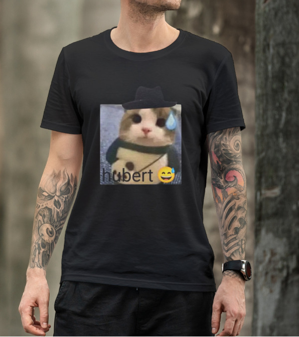 Hubert Cat With Hat And Nervous Emoji T-Shirt