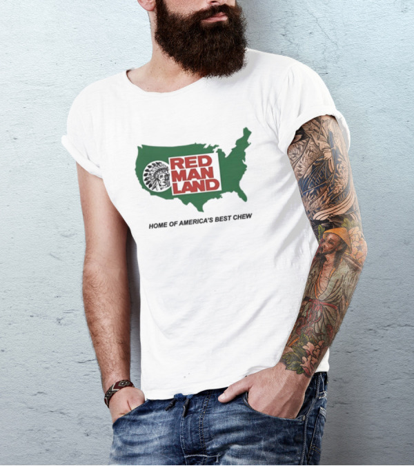 Cornbreadcountryclub Red Man Land Home Of America's Best Chew Map T-Shirt