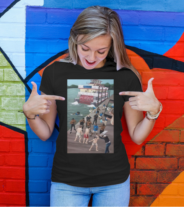 Kenny Akers Alabama River Brawl Boat Dock Scene T-Shirt