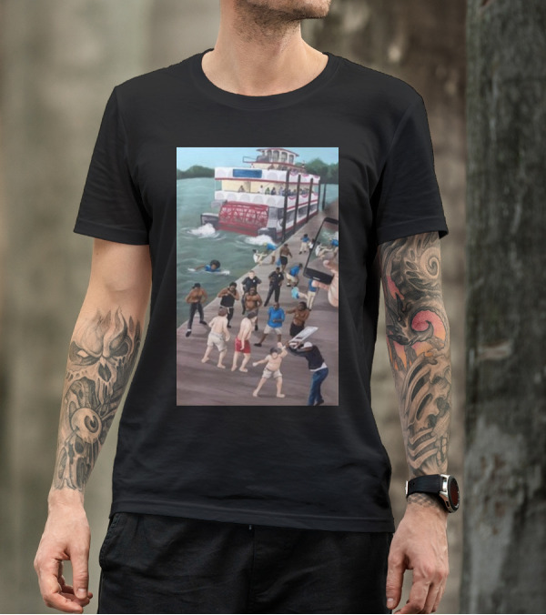 Kenny Akers Alabama River Brawl Boat Dock Scene T-Shirt