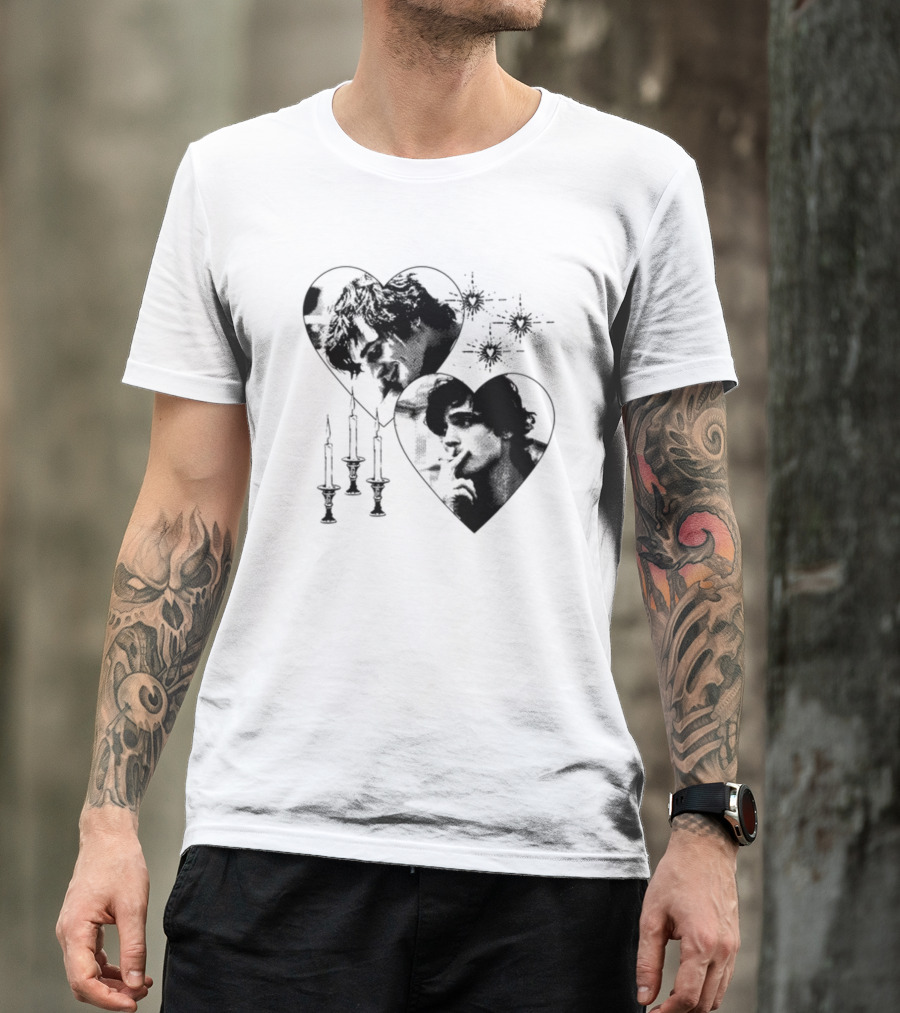 Mustardyardpress Saltburn Felix Hearts Candlelight Portraits T-Shirt