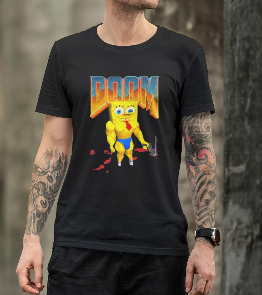 Doom Spongebob Teenhearts Muscular Parody Crossover T-Shirt