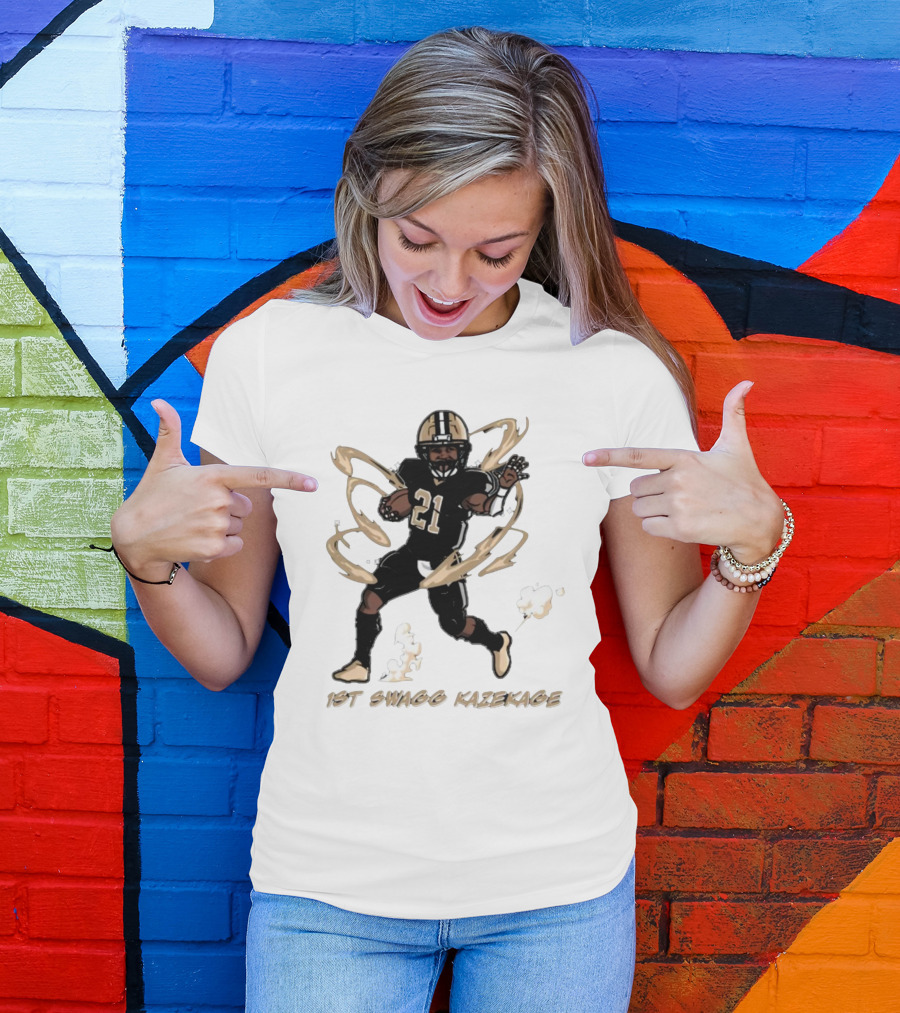 1St Swagg Kazekage Football Player Number 21 With Gold Aura T-Shirt