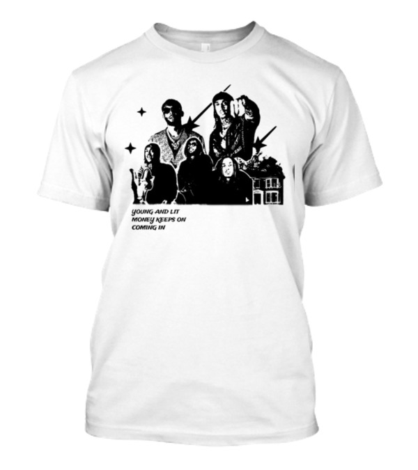 Maaza Shop Young And Lit Money Keeps On Coming In Iconic Figures And House Scene T-Shirt