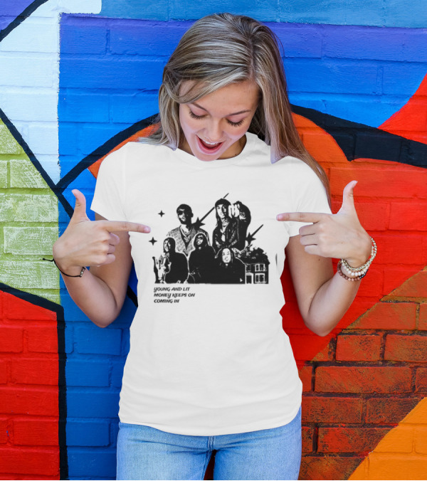 Maaza Shop Young And Lit Money Keeps On Coming In Iconic Figures And House Scene T-Shirt