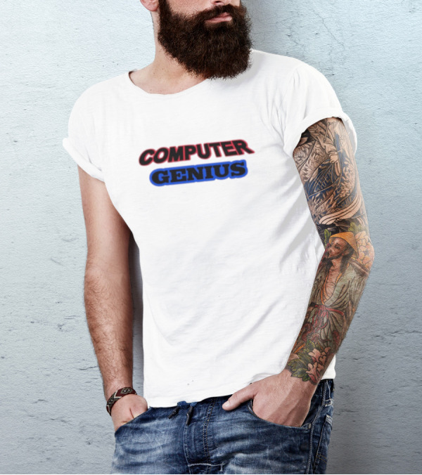 Omweekend Red Blue Computer Genius T-Shirt