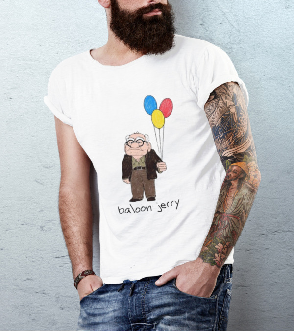 Baloon Jerry Elderly Cartoon Holding Colorful Balloons T-Shirt