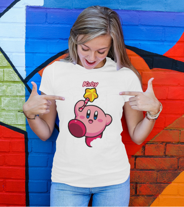 Kirby Main Character With Star Rod Gamestop Bioworld T-Shirt