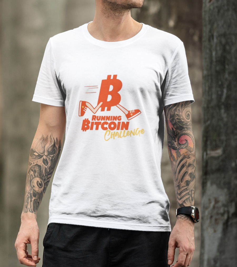 Fran Finney Running Bitcoin Challenge Icon With Sneaker Dollar T-Shirt