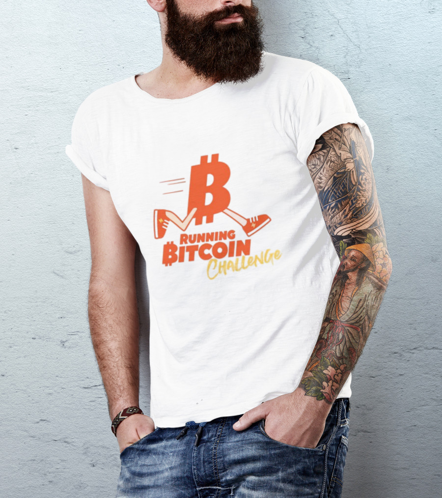 Fran Finney Running Bitcoin Challenge Icon With Sneaker Dollar T-Shirt