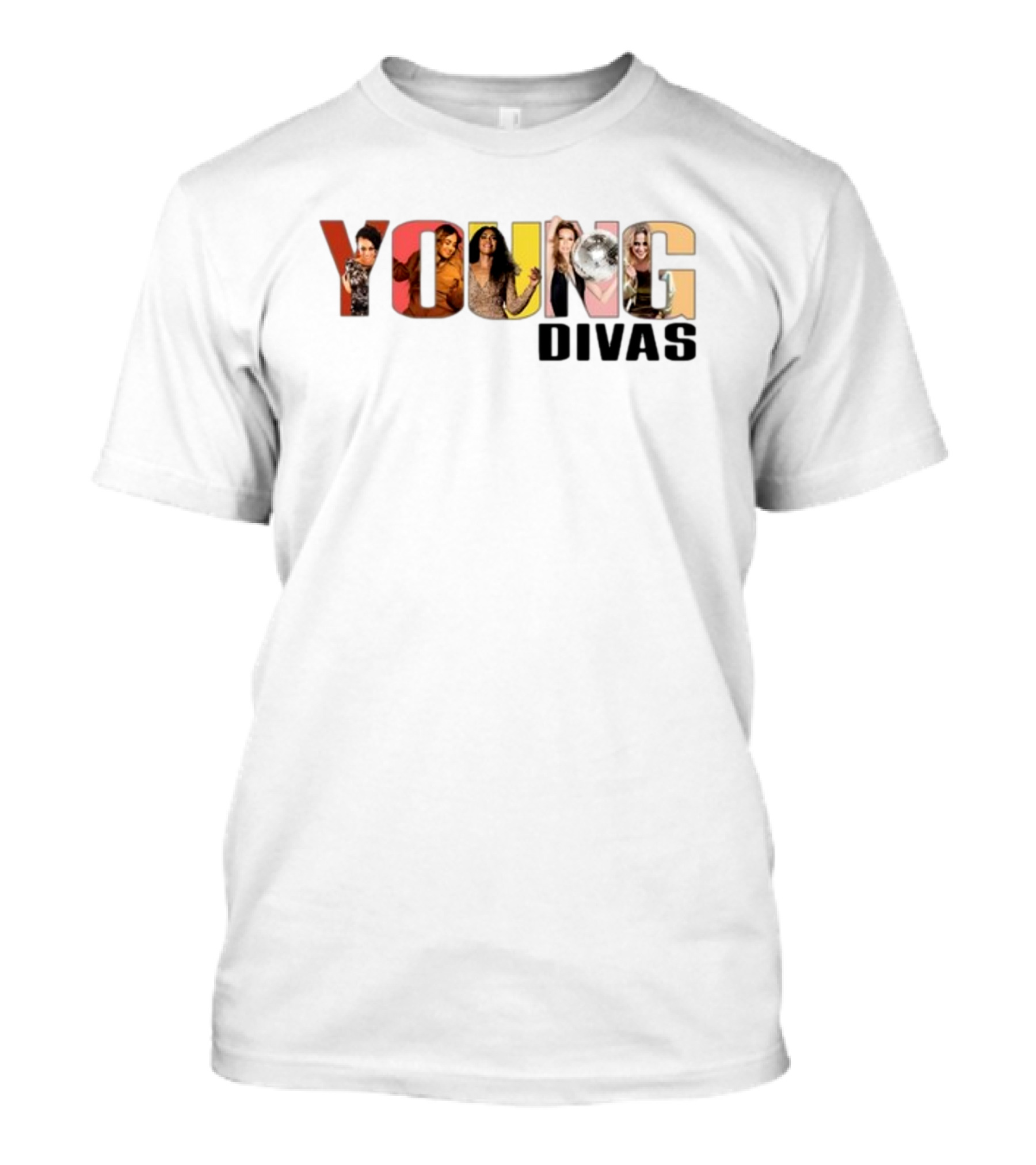YOUNG DIVAS Photomontage Letters T-Shirt