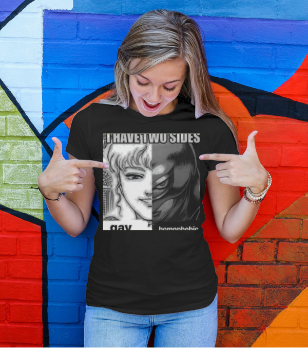 I Have Two Sides Gay Homophobic Manga Character Split Face T-Shirt