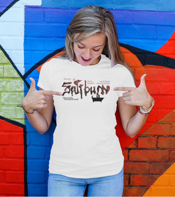 Saltburn Starring Barry Keoghan Jacob Elordi Rosamund Pike Directed By Emerald Fennell T-Shirt