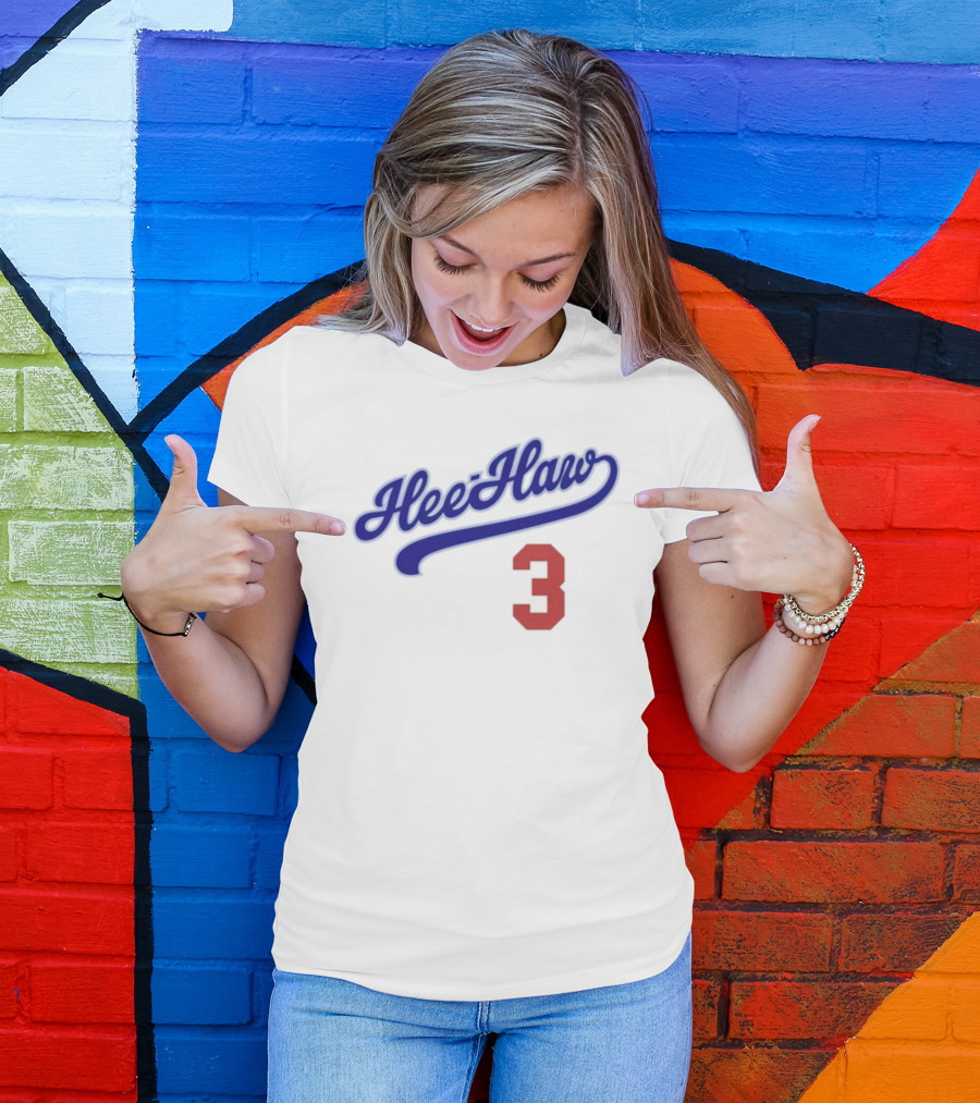 Hee-Haw 3 Vintage Script Style With Red Number T-Shirt