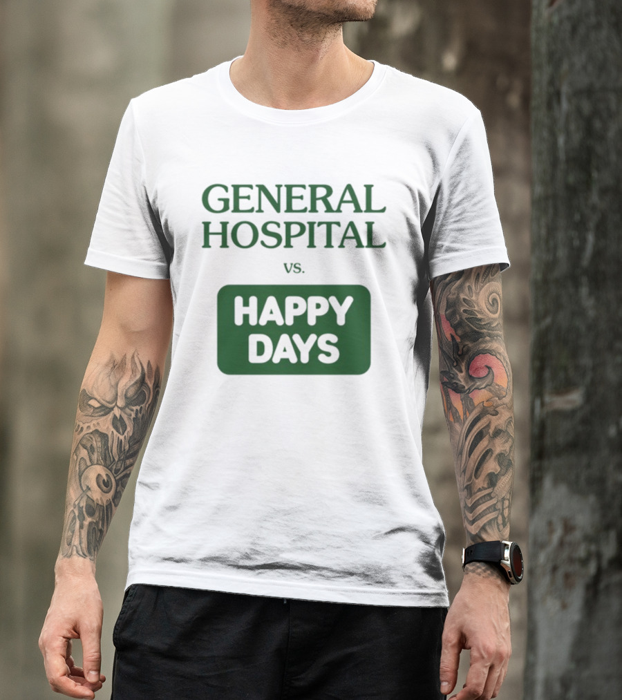 General Hospital Vs. Happy Days Retro TV Show Face-Off T-Shirt