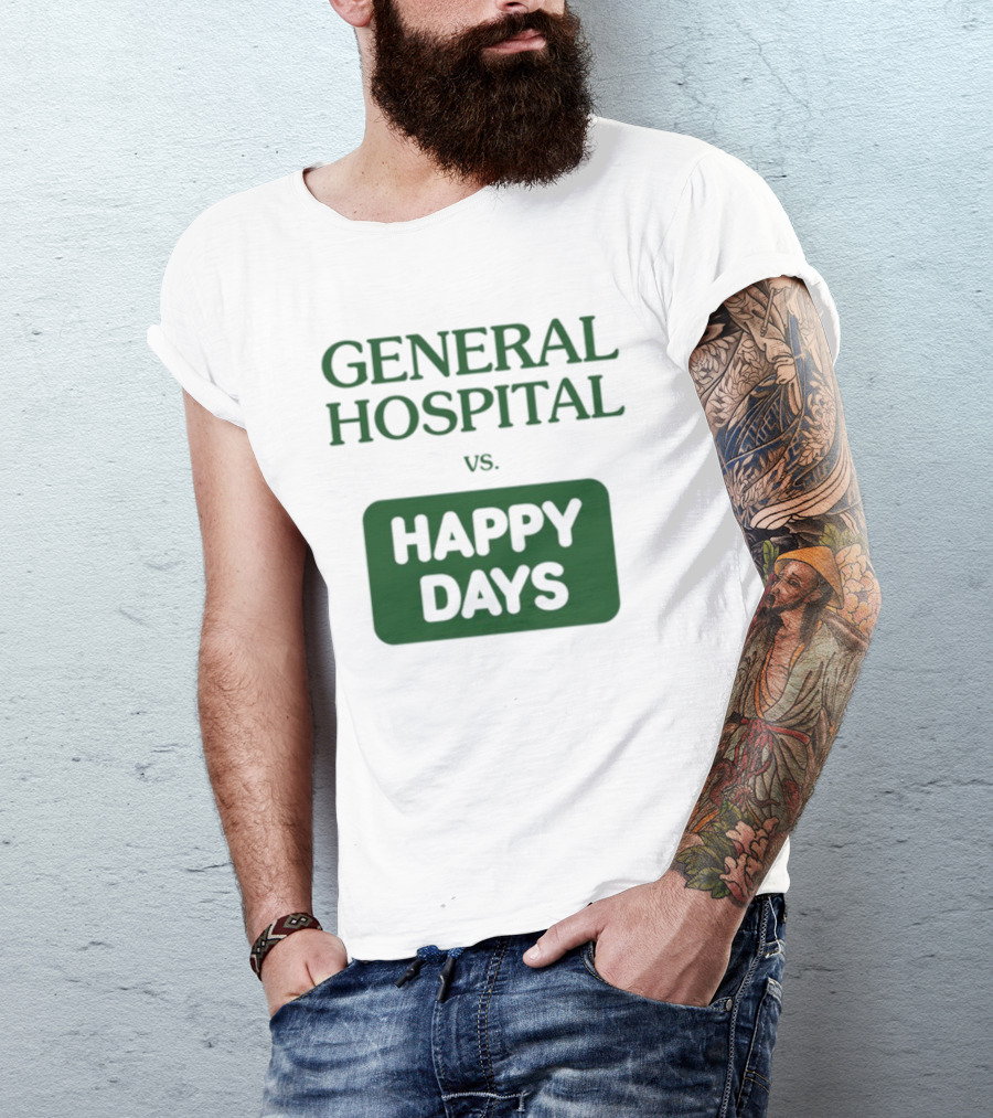 General Hospital Vs. Happy Days Retro TV Show Face-Off T-Shirt
