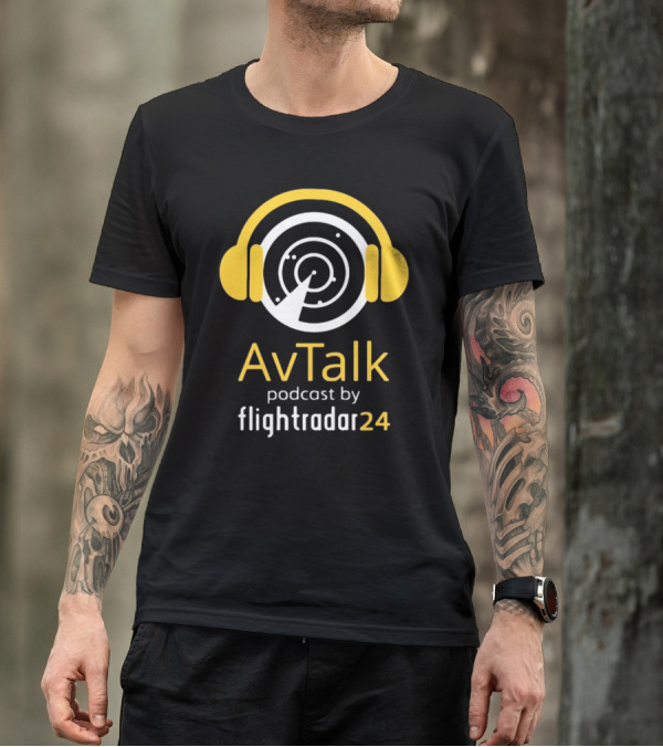 Steve Giordano Wearing Avtalk Podcast Logo By Flightradar24 T-Shirt