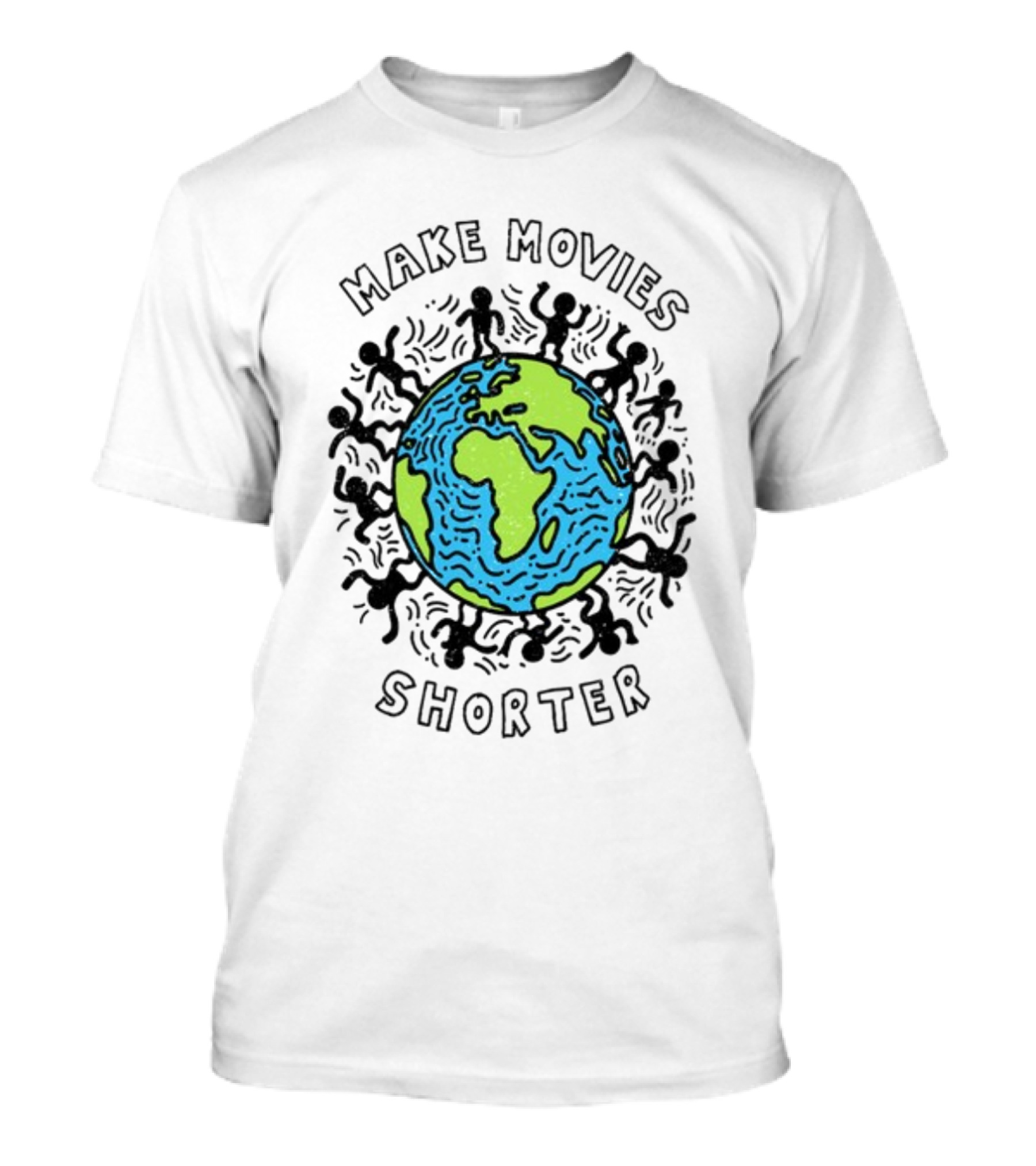 Waveygoodsco Earth Graphic Make Movies Shorter T-Shirt