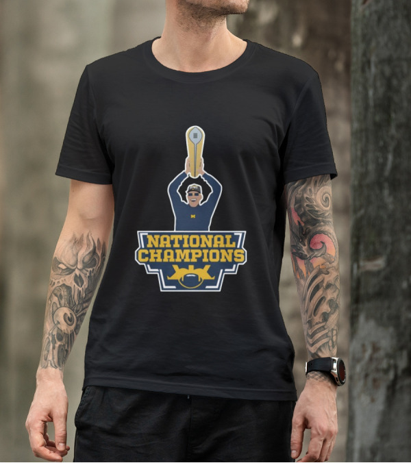 Harbaugh National Champions Michigan Football Trophy T-Shirt