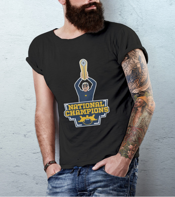 Harbaugh National Champions Michigan Football Trophy T-Shirt