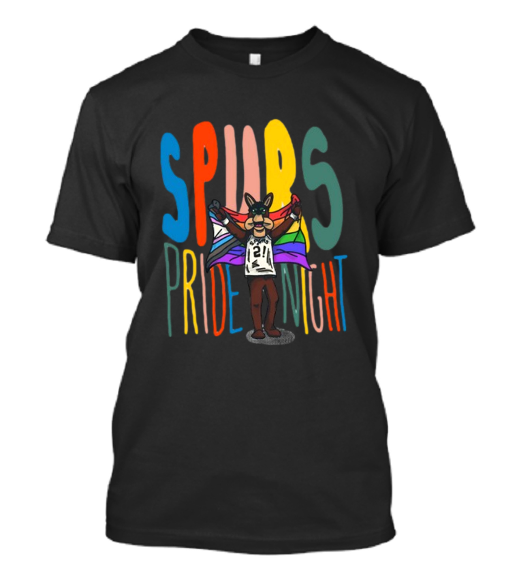 Spurs Pride Night Rainbow Flag Mascot 21 T-Shirt