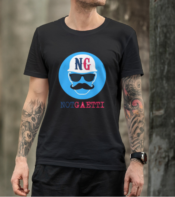 NG Not Gaetti Mustache Hat Sunglasses Blue Circle T-Shirt