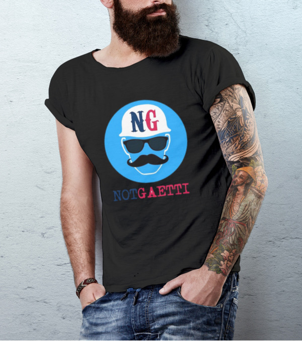 NG Not Gaetti Mustache Hat Sunglasses Blue Circle T-Shirt