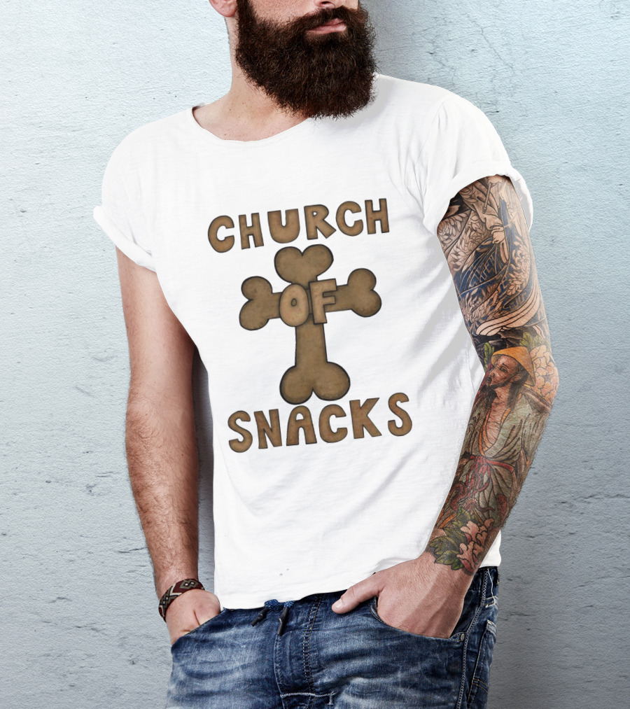 Church Of Snacks Bone Cookie Cross T-Shirt