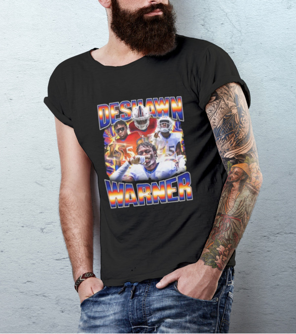 Desawn Warner Football Athletes Action Collage T-Shirt