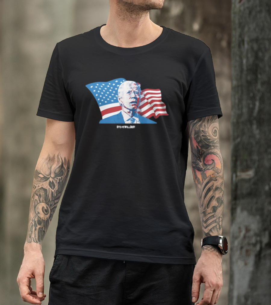Stevewilldoit Biden Steve Will Do It American Flag T-Shirt