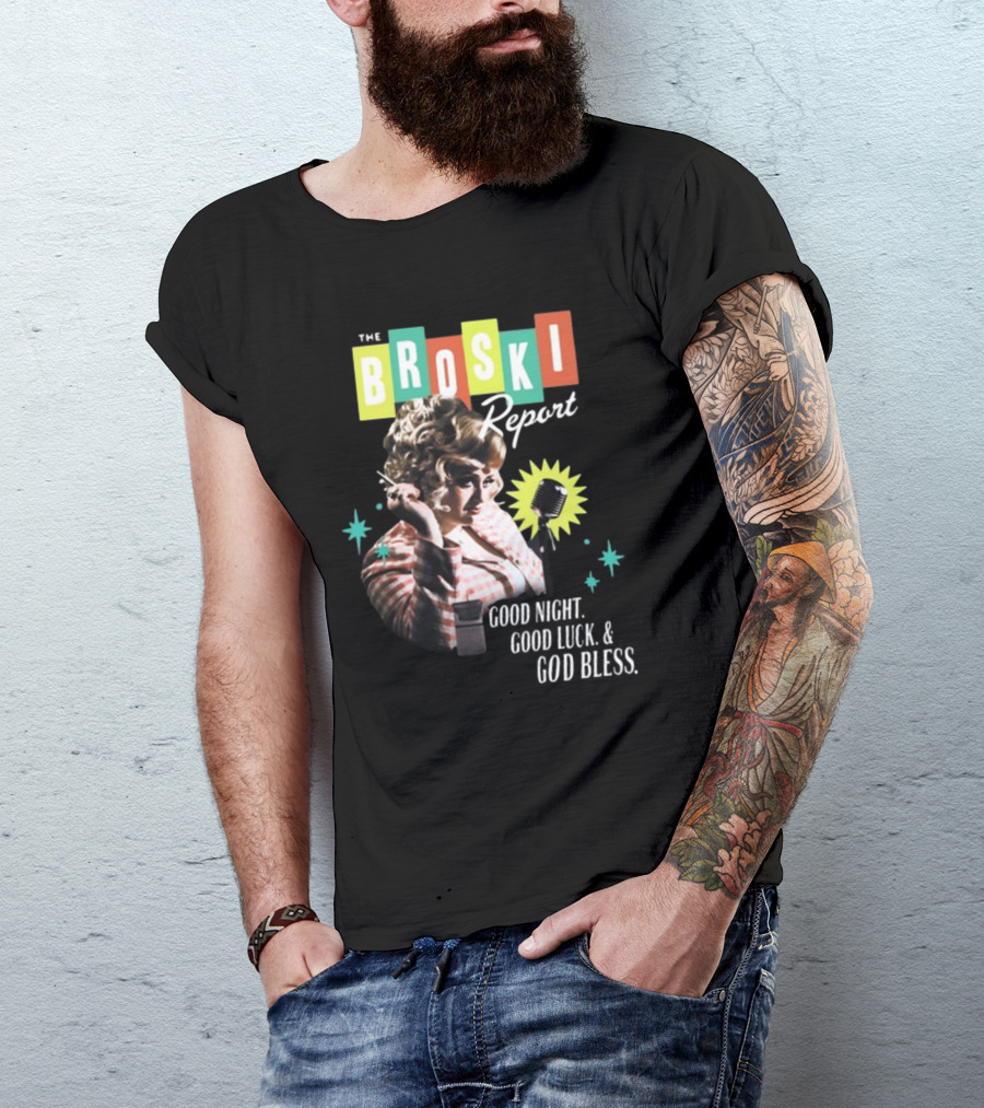 The Broski Report Good Night Good Luck God Bless Retro Style Microphone T-Shirt