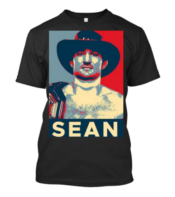 Sean 2024 Campaign Poster Style Image With Hat And Red Blue Background T-Shirt