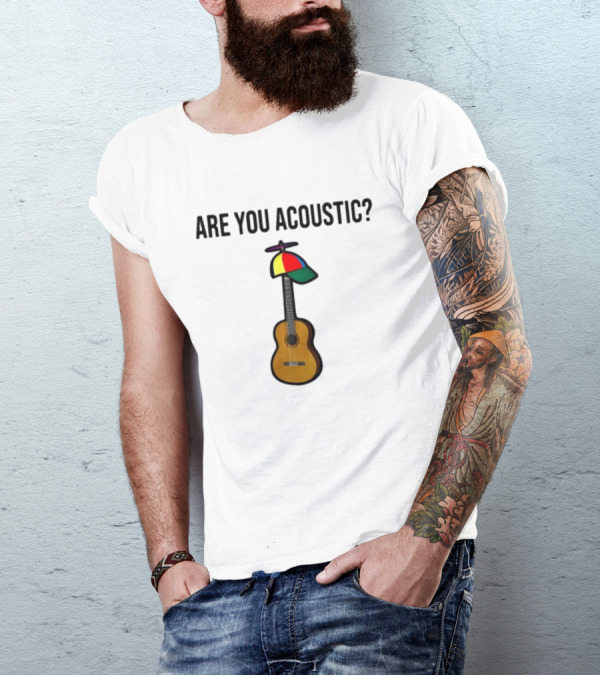 Are You Acoustic Guitar With Colorful Propeller Hat T-Shirt