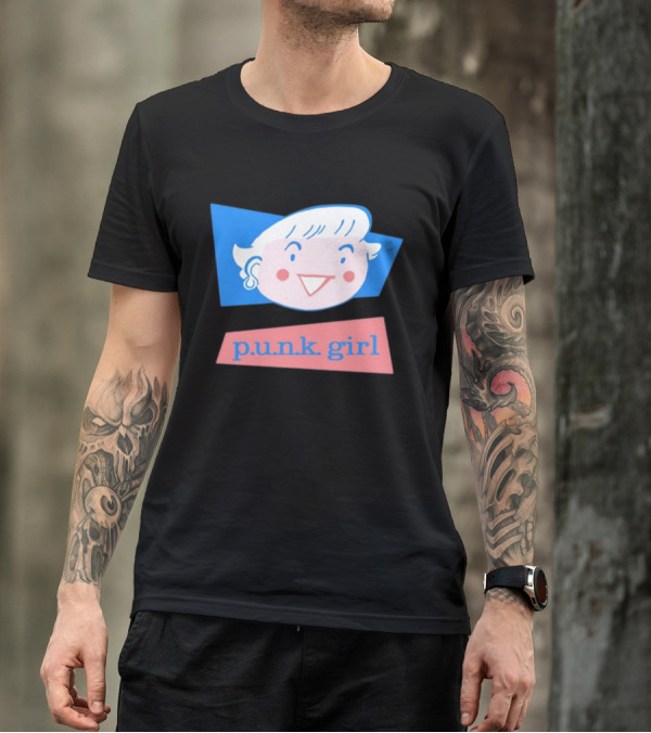 P.U.N.K. Girl Retro Cartoon Style Face T-Shirt